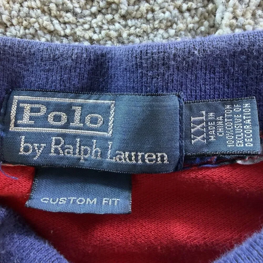 Polo Ralph Lauren Big Pony Men's XXL Solid Red/Blue Short Sleeve Polo Shirt READ